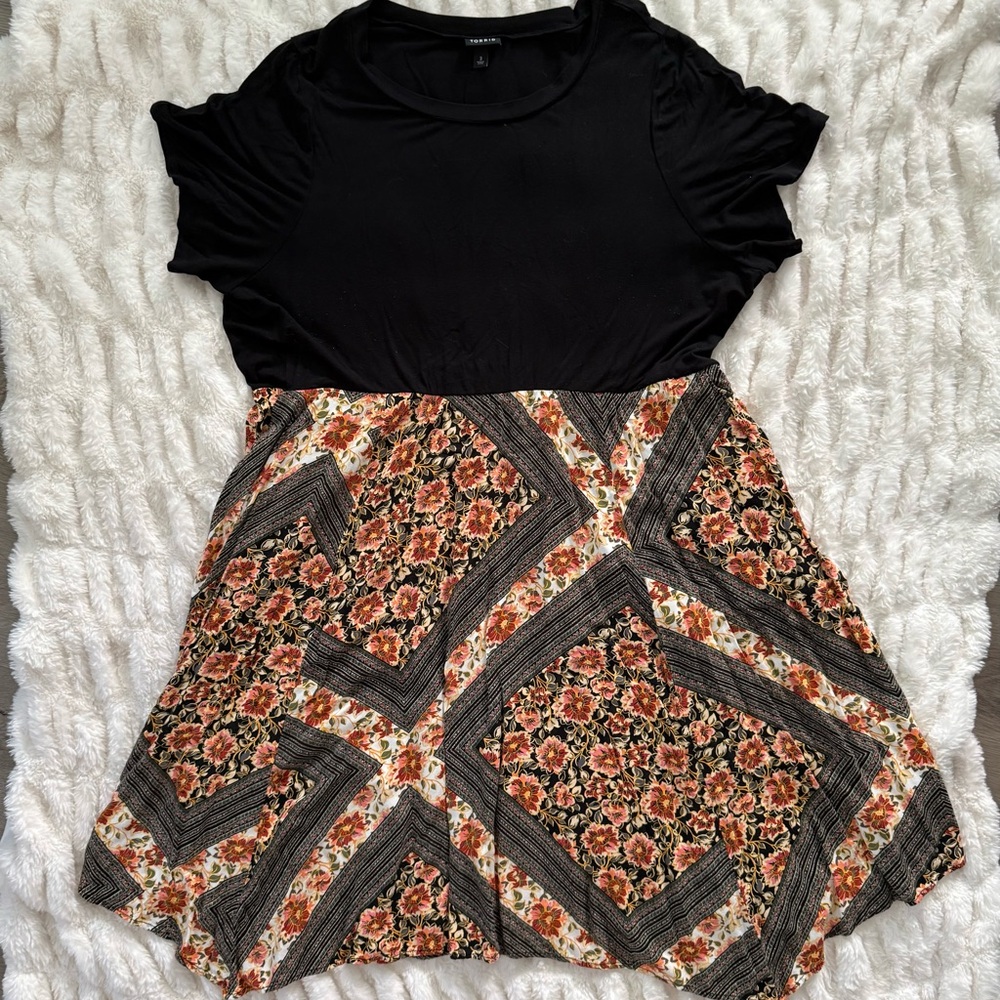 Torrid Black & Floral Patterned Dress